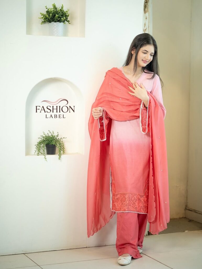Peach Chanderi Kurta Dupatta