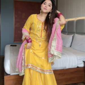 Naumya Neon Yellow Sharara Suit Set