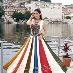 Lehenga Fabric : Pure Rayon Gota Patti Lace Touch Up Original Mirror Gamthi Work With Gotta Patti And Cowrie (Kodi) Lace Touch Up