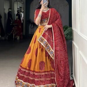 Lehenga Fabric : Tasar Silk -With Lace Touch Up