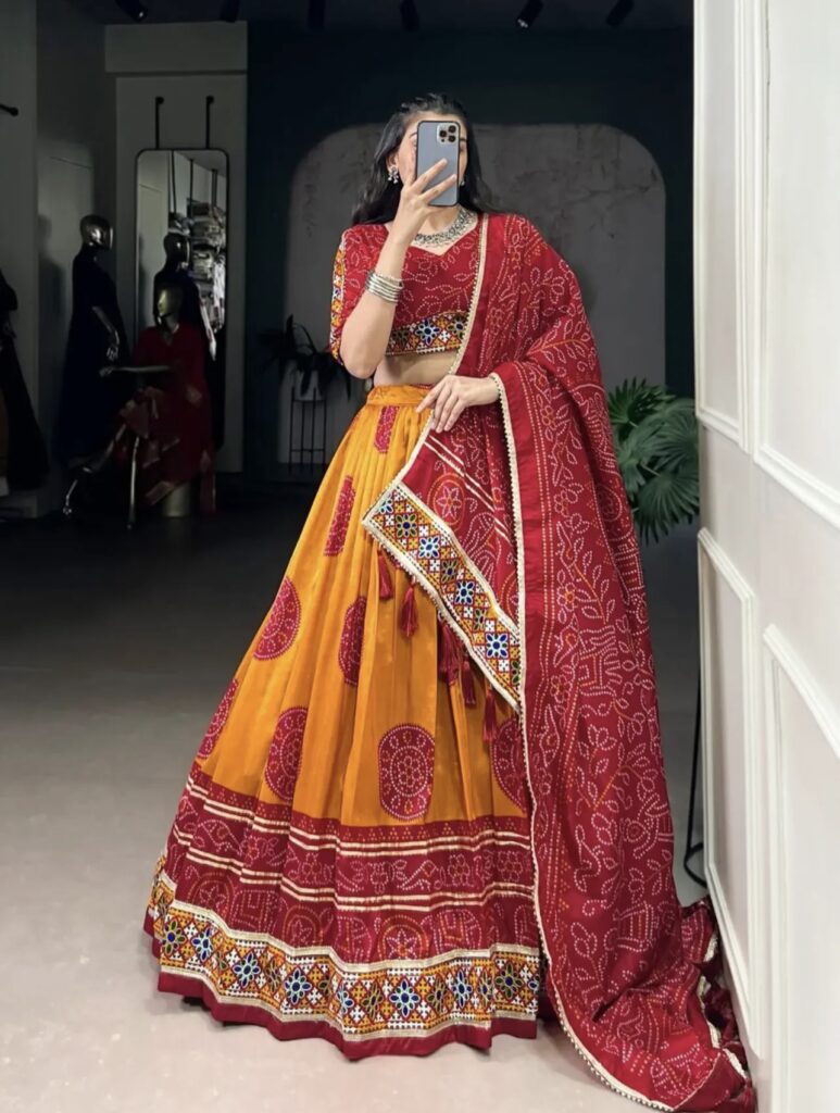 Lehenga Fabric : Tasar Silk -With Lace Touch Up