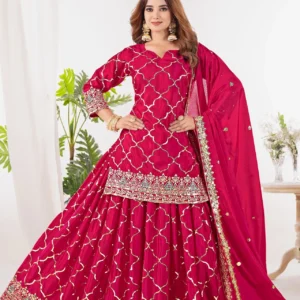 Designer Sharara Set | Embroidered Top & Palazzo Dupatta