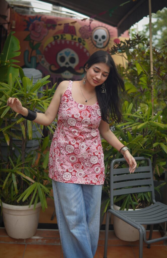 Pink Bloom Handblock Kurti